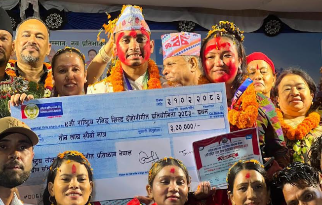 नवौँ राष्ट्रिय रनिङ शिल्ड दोहोरीगीत प्रतियोगिता’मा निशान्त र संगीना प्रथम